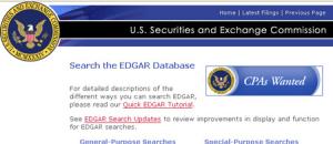 Fouiller dans la base de donnée de SEC, Security Exchange Commission : Base EDGAR